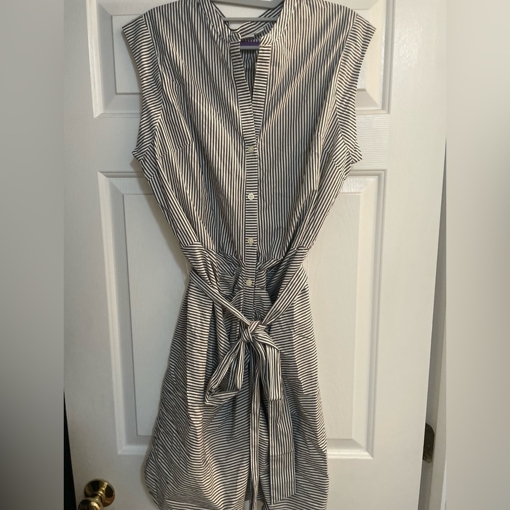 GAP Stripe Ruched Button Shirt Dress Size 18 New